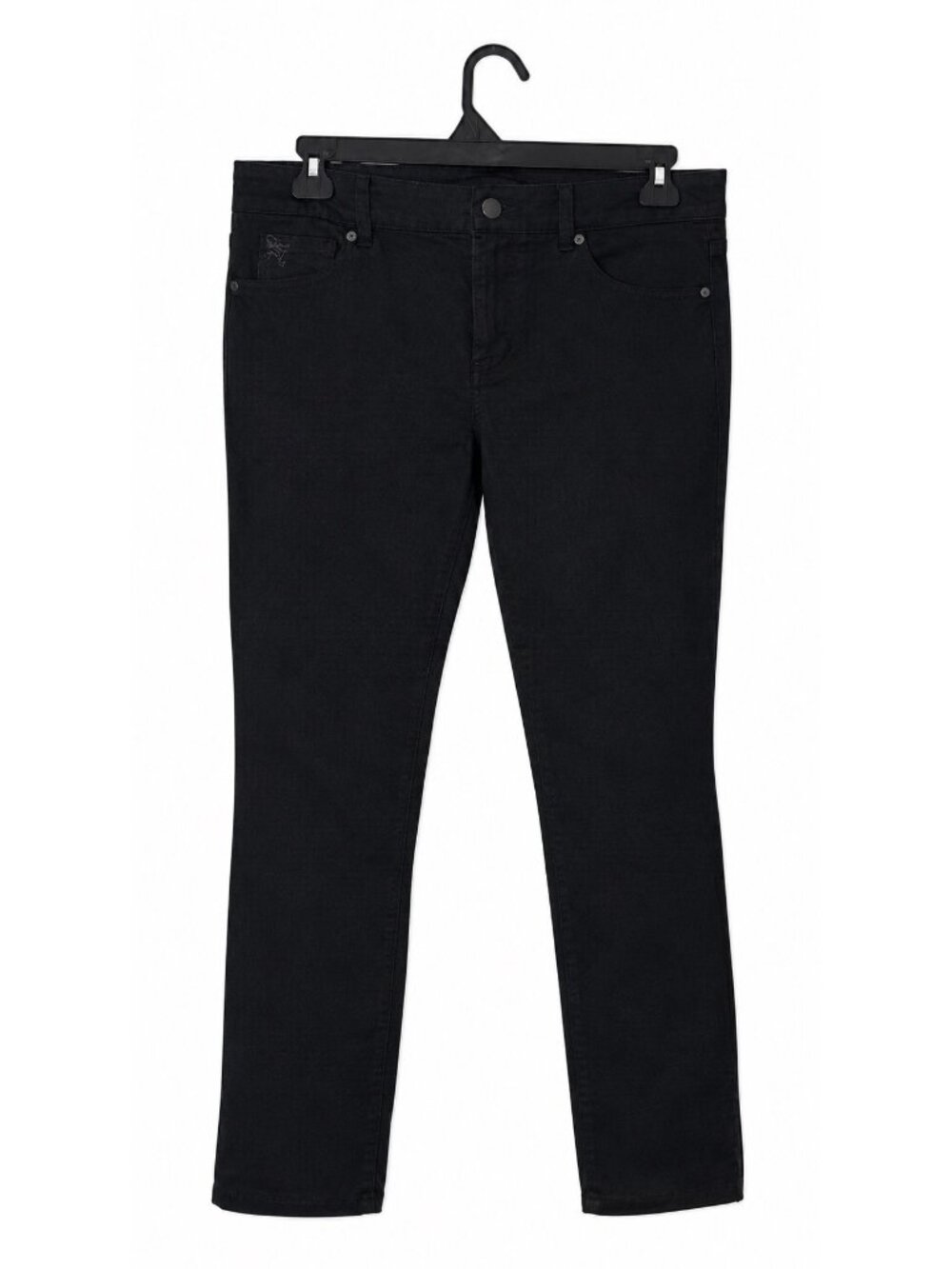 Black Straight-Leg Denim Pants With Embroidered Detail By Seven